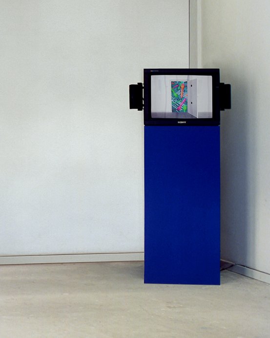 Plinth with video monitor