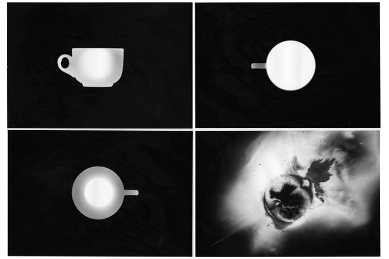 Exploding tea cup photograms